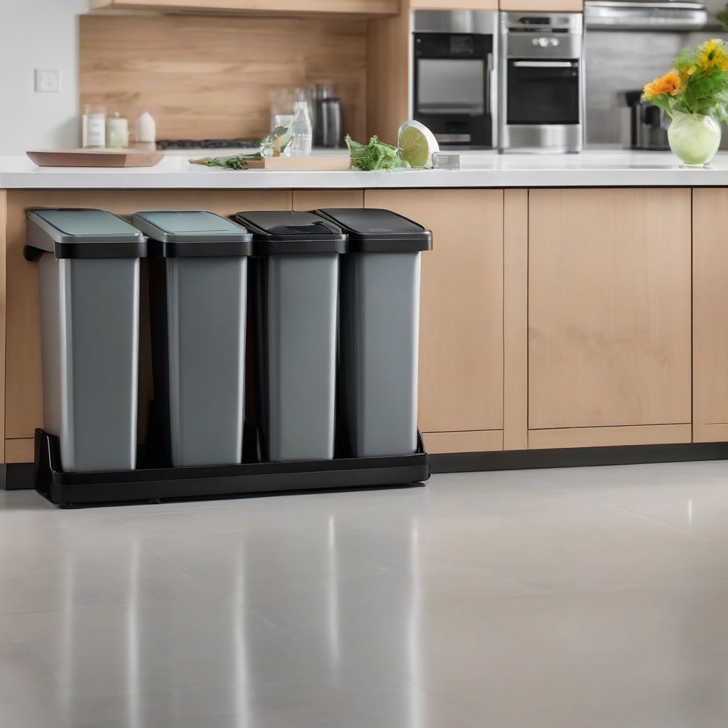 Recycling Bins in a Kitchen