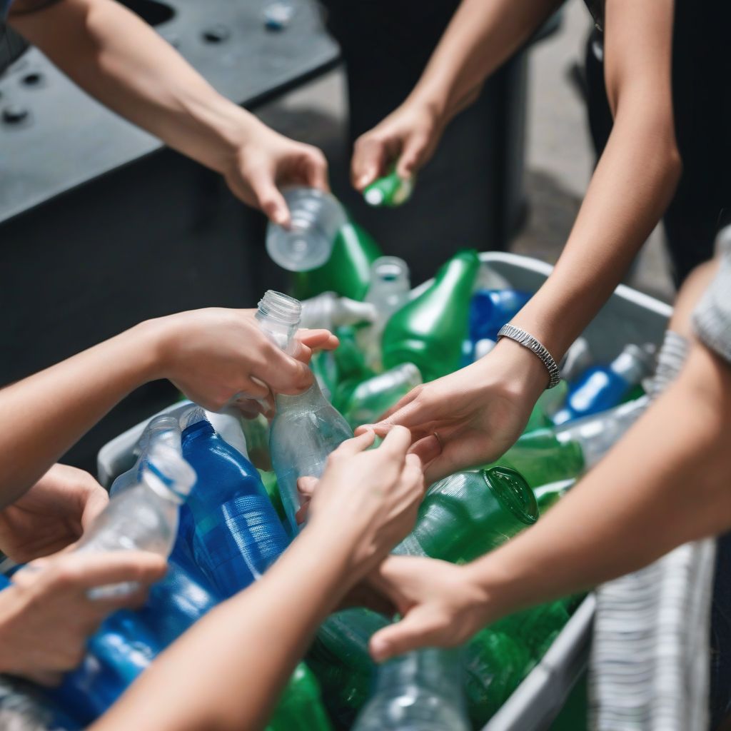 Recycling Bins with Plastic Bottles